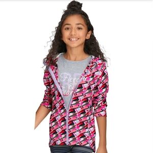 AMERICAN GIRL FEELING FIERCE GEOMETRIC PRINT FULL ZIP JACKET. GIRL'S SIZE LARGE.